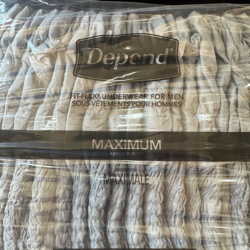 Last set.  NWT. Men’s Depends. Unopened pack